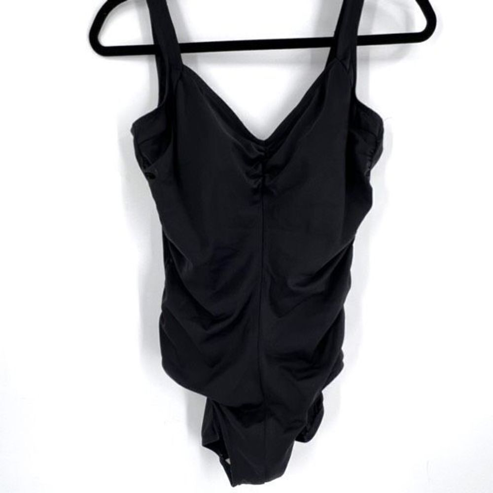 Vintage L.L. Bean Women's Scoop Back Ruched One-Piece‎ Swimsuit Black Size 12R